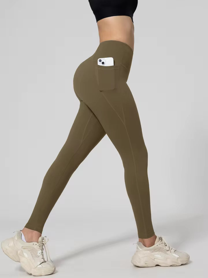 Halaran SoCinched High Waisted Tummy Control Side Pocket Shaping Training Leggings